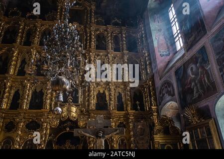 In the Cross Exaltation Orthodox Church built in 1774, the city of Palekh, Ivanovo Region, Russia. Stock Photo