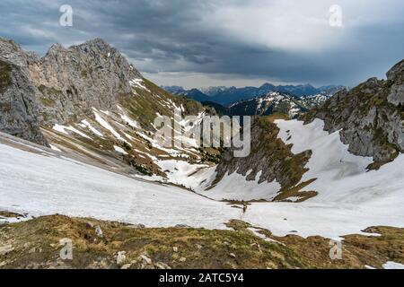 Fantastic hike to the top of the Rote Fluh in the Tannheimer Tal, Austria Stock Photo