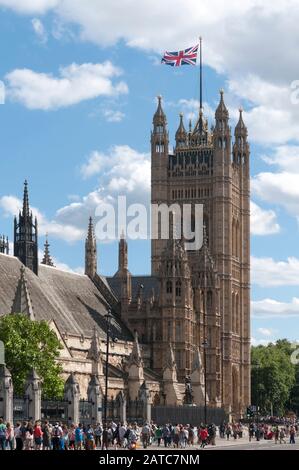 London, Uk - August 11, 2013 - The Victoria Tower on the Westminster palace Stock Photo