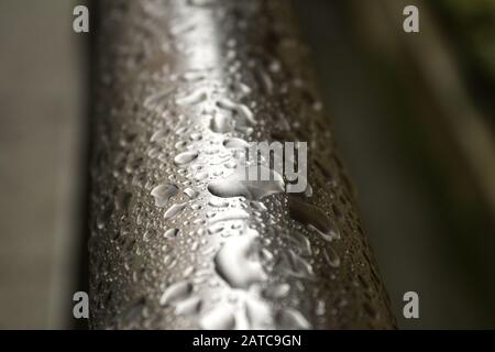 Metal drops, rain and temporary water, texture and background Stock Photo