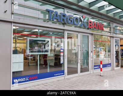 BERLIN, GERMANY - NOVEMBER 18, 2019: Targo Bank facade in Markisches Trade Center. It is a German bank mainly active in retail banking and is headquar Stock Photo