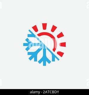 Hot and cold Logo Design Template, Heating and Cooling icon, sun and snowflake icon vector, hot, cold, Element, winter, conditioning Stock Vector