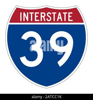 Interstate highway 39 road sign Stock Photo