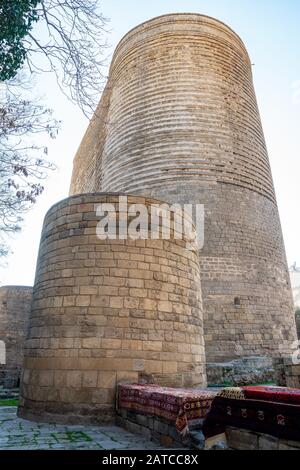 The Maiden Tower in Baku was constructed in the 12th century. Stock Photo