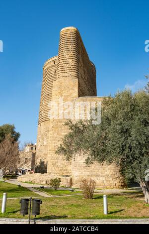 The Maiden Tower in Baku was constructed in the 12th century. Stock Photo