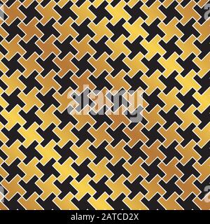 Seamless golden weave pattern background. Ideal for gift wrapping paper. Stock Vector