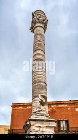 Roman column at end of ancient Via Appia in Brindisi, Apulia, Italy ...