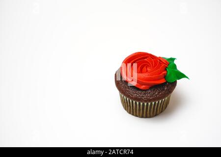 Cupcake decorated as a rose Stock Photo