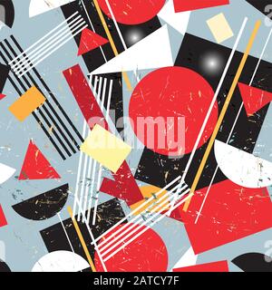 Abstract seamless pattern from geometric objects, the avant-garde. Template for Wallpaper and fabric design. Stock Vector