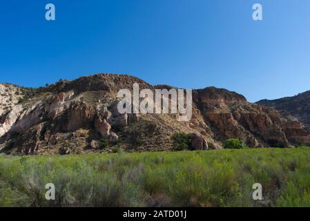 Landscape south of Caliente Nevada, Caliente, Lincoln Count, Nevada, USA Stock Photo