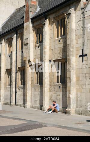 St Mary de Crypt church in Gloucester city centre with the original school room of the Crypt School attached. Site of the first Sunday School founded . Stock Photo