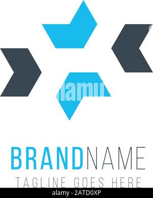 Logistics or delivery logo template. Letter X, four arrows in one point. Express money, internet digital fast transfer icon. logistic delivery courier Stock Vector