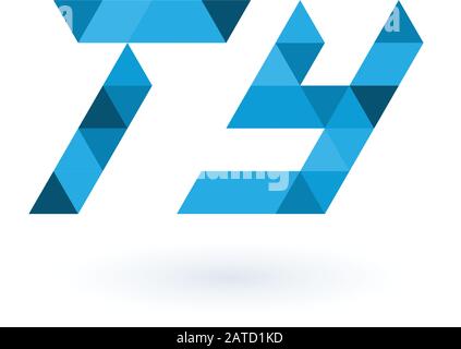 Initial geometric triangle pixel letters TY, Business identity element. Stock Vector illustration isolated on white background. Stock Vector