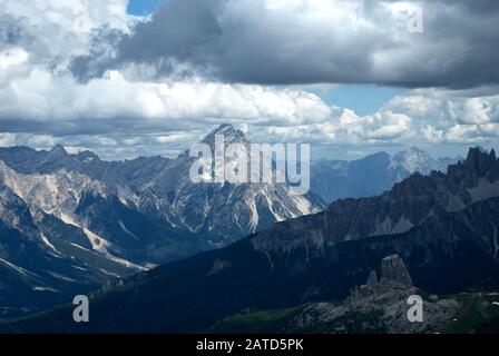 the beautiful view from mount lagazuoi on the Dolomites, in Italy Stock Photo