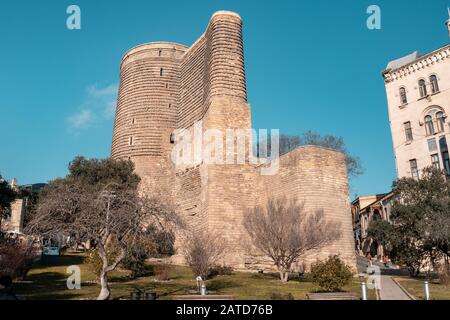 The Maiden Tower in Baku was constructed in the 12th century. Stock Photo