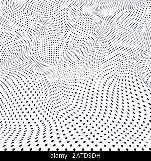 Abstract wave of particles. Surface of wave dots. Dotted geometric background. Vector background Stock Vector