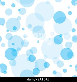 Transparent circles seamless pattern. Sky blue bubbles randomly placed on white background. Easy editable vector eps10 illustration. Stock Vector