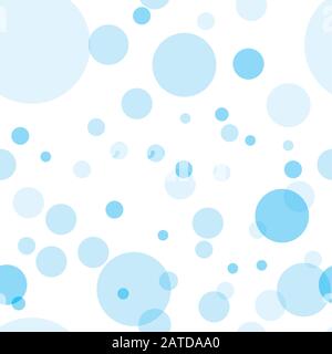 Seamless pattern with transparent circles. Sky blue bubbles randomly placed on white background. Easy editable vector eps10 illustration. Stock Vector