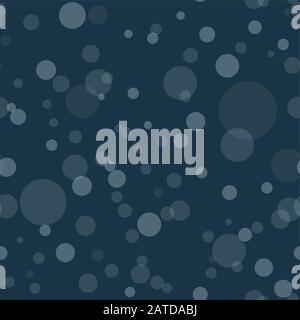 Seamless pattern with transparent circles. White bubbles randomly placed on dark blue background. Easy editable vector eps10 illustration. Stock Vector