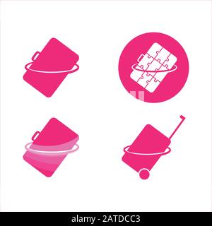 Suitcase Trolley logo set for travel Stock Vector