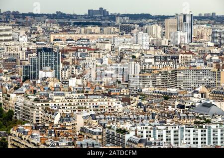 Panorama of Paris. View from the top on the city, cloudy day in Paris. France. Stock Photo