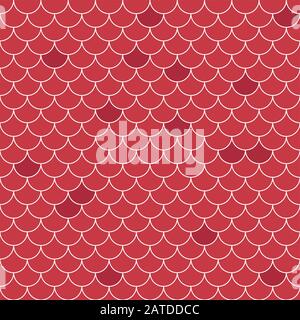 Fish scales seamless pattern. Repeating geometric background in red tones. Stylized geometric vector illustration EPS8.