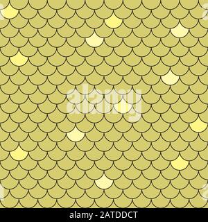Fish scales seamless pattern. Repeating geometric background in golden tones. Stylized geometric vector illustration EPS8. Stock Vector