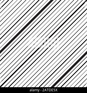 Diagonal striped seamless pattern. Repeating texture with black parallel straight lines on white background. Lined vector illustration. Stock Vector