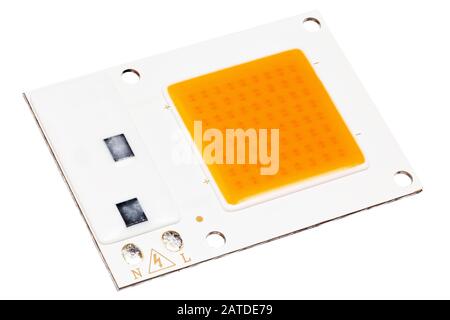 220V LED COB chip on board unit isolated in white background - diagonal isometric perspective Stock Photo