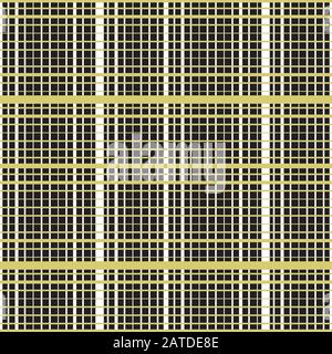 Intersecting perpendicular lined seamless pattern. Repeating mesh texture with crossing lines on dark background. Grid checkered vector illustration. Stock Vector