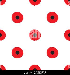 Poppy flowers seamless pattern. Simple vector floral texture in flat style. Stock Vector