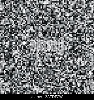 Pixel mosaic seamless pattern in gray tones. Repeating texture with white, gray and black square points. Geometric vector background. Stock Vector