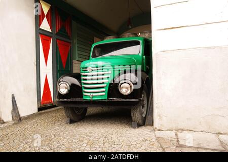 Old antique car on the streets of Warsaw Stock Photo