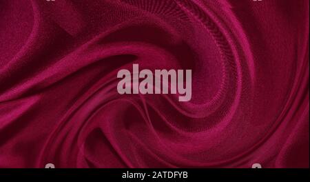 abstract fabric background. waves folds of fabric dark red color. design for any purpose Stock Photo