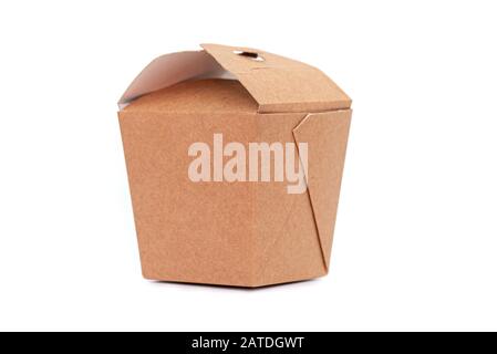 Paper Box, empty paper Container isolated on white Background Stock Photo