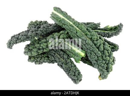 Group of black kale leaves isolated on a white background