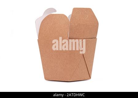 Paper Box, empty paper Container isolated on white Background Stock Photo