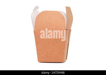 Paper Box, empty paper Container isolated on white Background Stock Photo