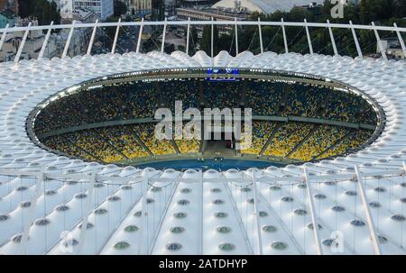 KYIV, UKRAINE - SEPTEMBER 15: Panoramic view of Olympic stadium (NSC Olimpiysky) during from the top on September11, 2015 in Kyiv, Ukraine Stock Photo