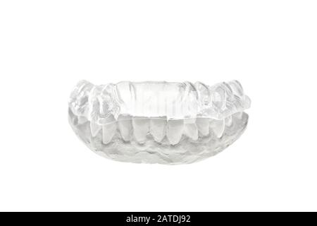 Bleaching orthodontics tray for teeth on gypsum model Stock Photo