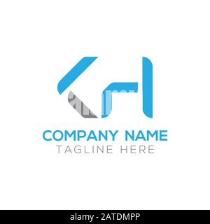 Initial ALphabet KH Logo Design vector Template. Abstract Letter KH Linked Logo Stock Vector