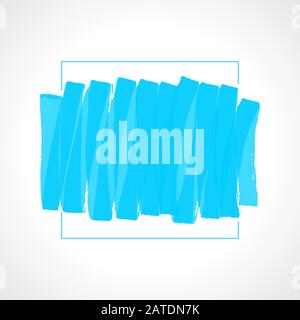 Hand drawn blue highlighter stripes. Marker strokes background template. Optimized for one click color changes. Transparent colors EPS10 vector illust Stock Vector