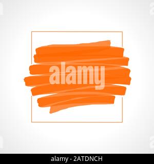 Hand drawn orange highlighter stripes. Marker strokes background template. Optimized for one click color changes. Transparent colors EPS10 vector illu Stock Vector