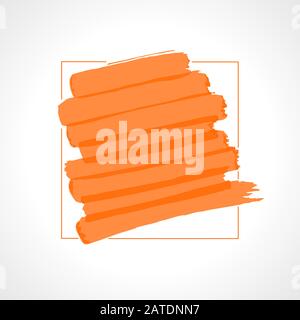 Hand drawn orange highlighter stripes. Marker strokes background template. Optimized for one click color changes. Transparent colors EPS10 vector illu Stock Vector