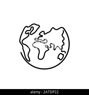 Planet Earth line art - One line style world. Simple modern minimaistic style vector design for posters, flyers, t-shirts, cards, invitations, sticker