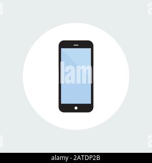 Smartphone flat icon with blank display. Vector icon of a cellphone in flat style with empty screen and long shadow. Modern mobile phone vector icon. Stock Vector