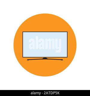 LED smart TV icon in flat style. TV symbol in an orange circle. Vector eps8 illustration. Stock Vector