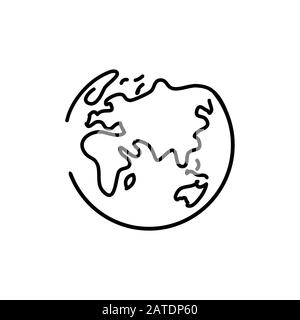 Planet Earth line art - One line style world. Simple modern minimaistic style vector design for posters, flyers, t-shirts, cards, invitations, sticker Stock Vector