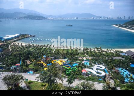 Top view of the water Park at Vinpearl in Nha Trang in Vietnam. January 18, 2020 Stock Photo