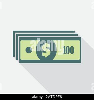 The stack of banknotes icon. Greenback, bank note, money symbol. Flat ...